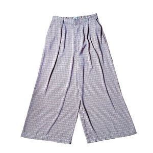 Wide Leg Trousers Houndstooth Pockets XL